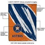 houston astros stroke art blue white quilt blanket best selling