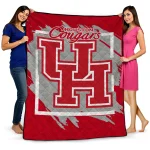 houston cougars block border red quilt blanket best selling