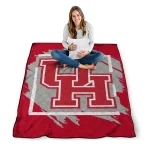houston cougars block border red quilt blanket best selling