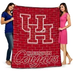 Houston Cougars Brick Grid Red Quilt Blanket 1 houston cougars brick grid red quilt blanket best selling
