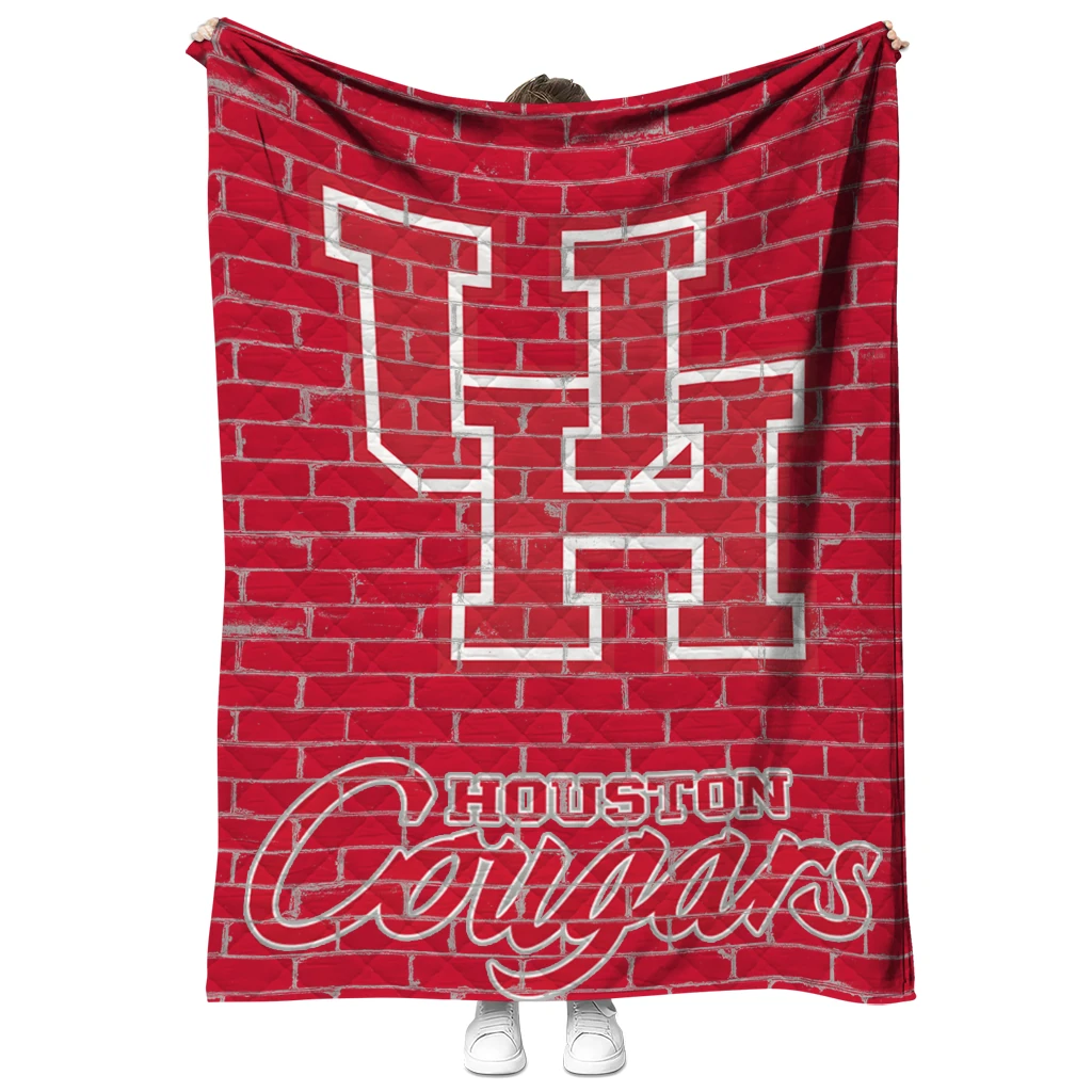 houston cougars brick grid red quilt blanket fashion forward