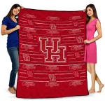 houston cougars handdrawn stripes red quilt blanket best selling