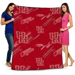 houston cougars sketch lines red quilt blanket best selling