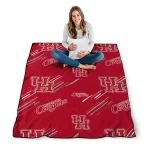 houston cougars sketch lines red quilt blanket best selling