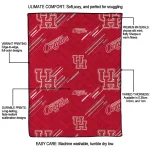 houston cougars sketch lines red quilt blanket best selling