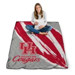 houston cougars stroke art red white quilt blanket best selling