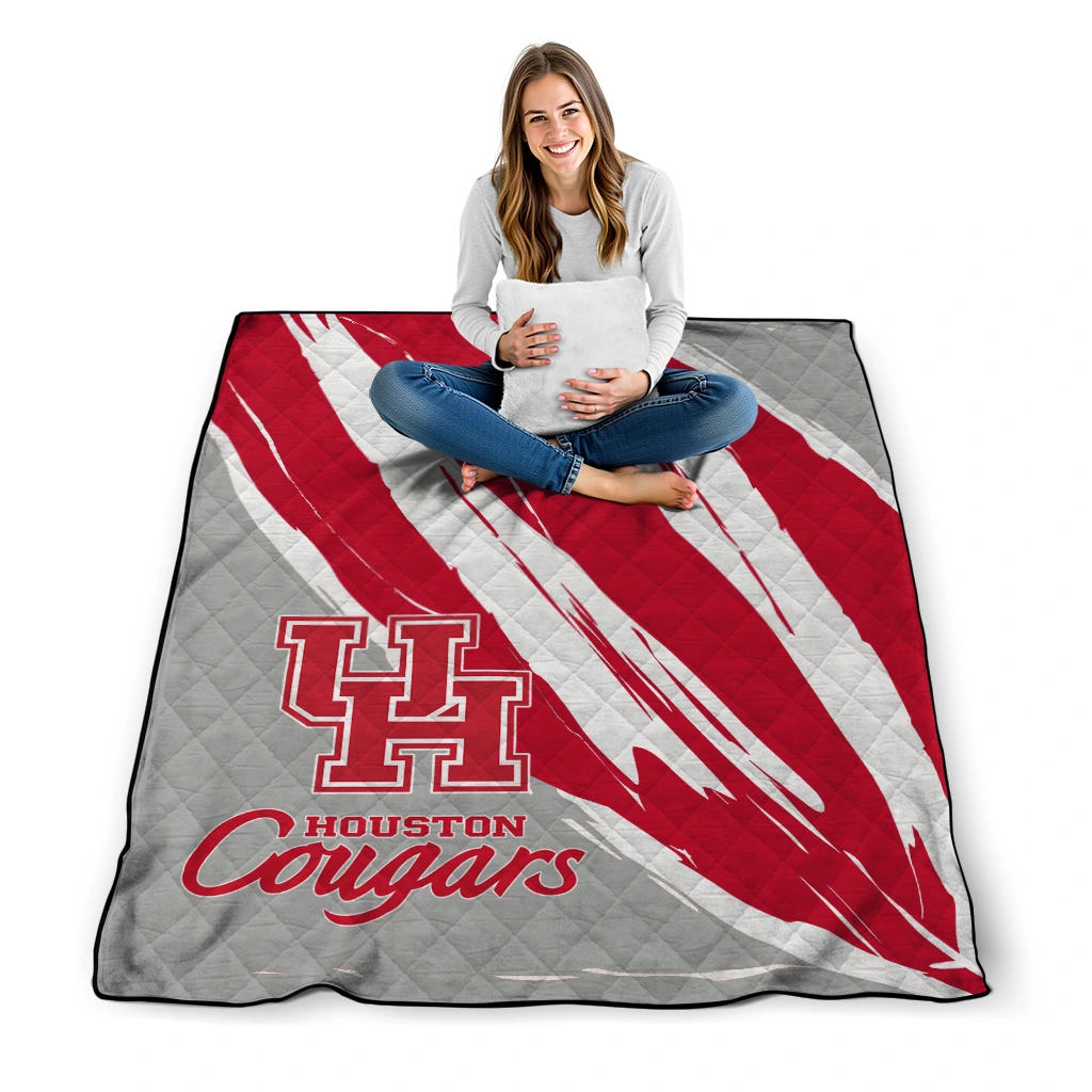 houston cougars stroke art red white quilt blanket high quality houston cougars stroke art red white quilt blanket high quality
