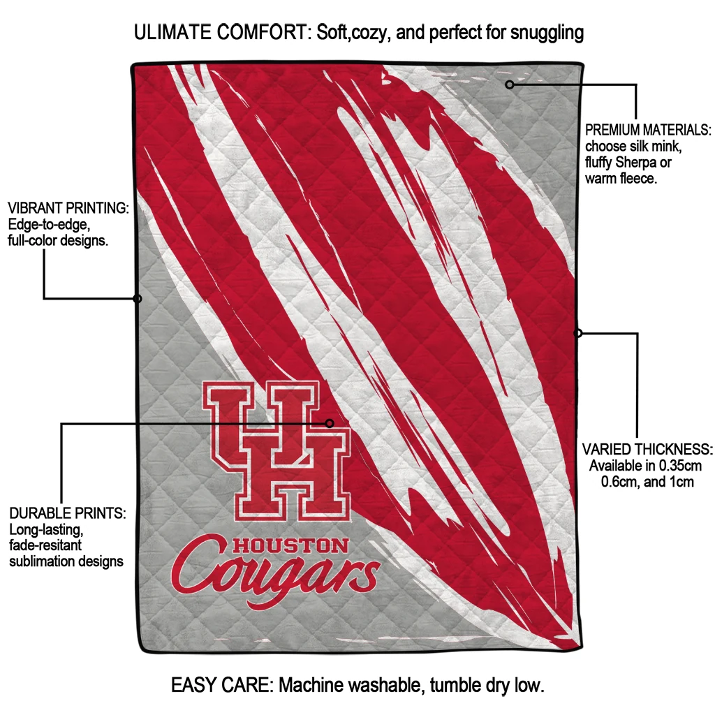 houston cougars stroke art red white quilt blanket latest model houston cougars stroke art red white quilt blanket latest model