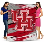 houston cougars wild lines red white quilt blanket best selling