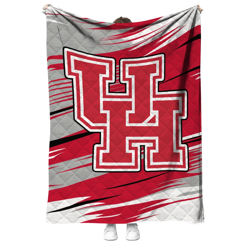 houston cougars wild lines red white quilt blanket fashion forward