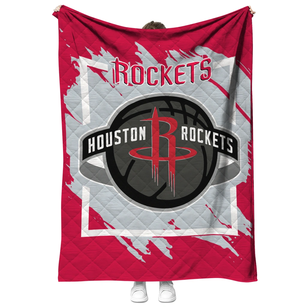 houston rockets block border red quilt blanket fashion forward