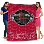 houston rockets brick grid red quilt blanket best selling