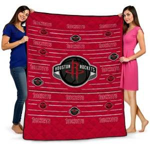 houston rockets handdrawn stripes red quilt blanket best selling