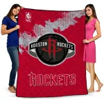 houston rockets nba grunge red quilt blanket best selling