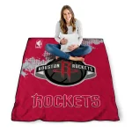 houston rockets nba grunge red quilt blanket best selling