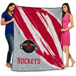 houston rockets stroke art red white quilt blanket best selling
