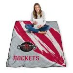houston rockets stroke art red white quilt blanket best selling