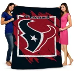 Houston Texans Block Border Blue Quilt Blanket 1 houston texans block border blue quilt blanket best selling