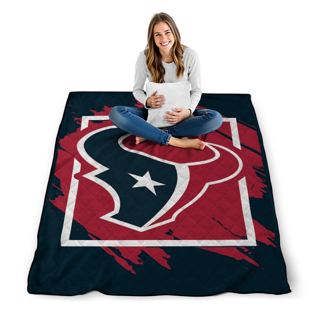 houston texans block border blue quilt blanket high quality houston texans block border blue quilt blanket high quality