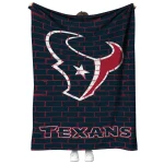 houston texans brick grid blue quilt blanket best selling