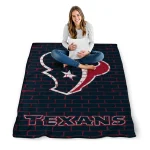 houston texans brick grid blue quilt blanket best selling