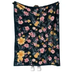 houston texans hibiscus foliage blue quilt blanket best selling