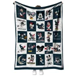 houston texans mickey pattern blue white quilt blanket best selling