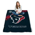 houston texans shield badge blue quilt blanket best selling