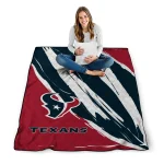 houston texans stroke art blue white quilt blanket best selling
