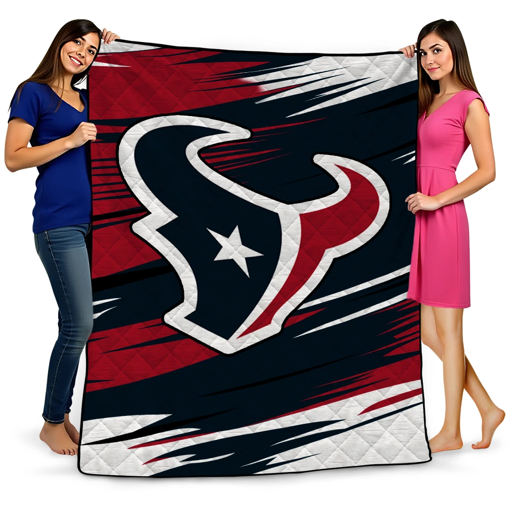 houston texans wild lines blue white quilt blanket best selling