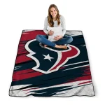houston texans wild lines blue white quilt blanket best selling