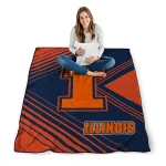illinois fighting illini arrow layers blue quilt blanket best selling