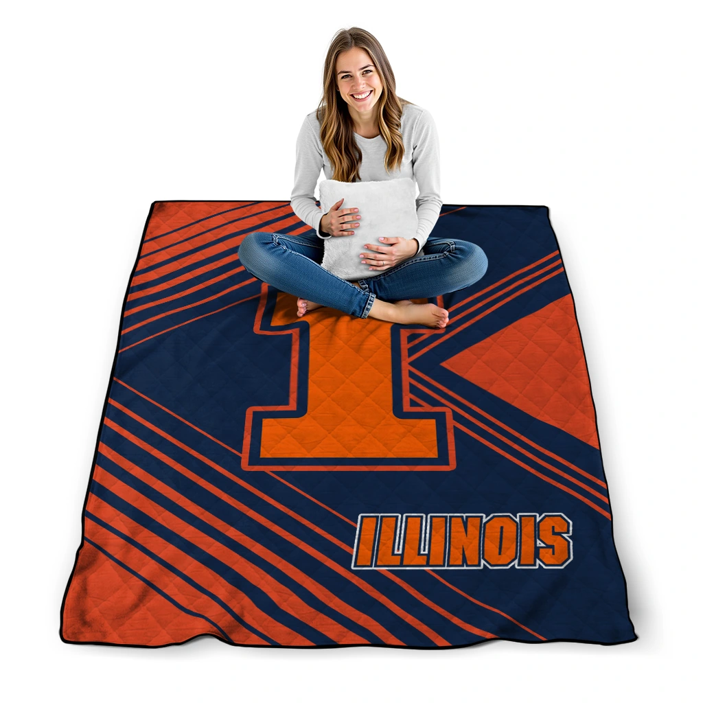 illinois fighting illini arrow layers blue quilt blanket high quality illinois fighting illini arrow layers blue quilt blanket high quality