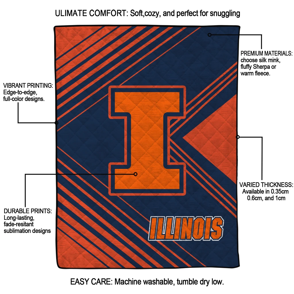 illinois fighting illini arrow layers blue quilt blanket latest model illinois fighting illini arrow layers blue quilt blanket latest model