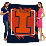 illinois fighting illini block border blue quilt blanket best selling