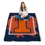 illinois fighting illini block border blue quilt blanket best selling