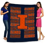 illinois fighting illini bold red blue quilt blanket best selling
