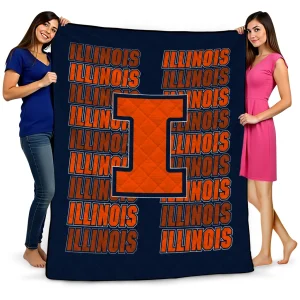 illinois fighting illini bold red blue quilt blanket best selling
