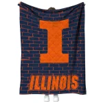 illinois fighting illini brick grid blue quilt blanket best selling