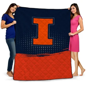 illinois fighting illini dot illusion blue quilt blanket best selling