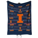 illinois fighting illini handdrawn stripes blue quilt blanket best selling