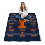 illinois fighting illini handdrawn stripes blue quilt blanket best selling