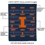 illinois fighting illini handdrawn stripes blue quilt blanket best selling