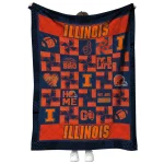 illinois fighting illini helmet heart blue quilt blanket best selling