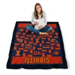 illinois fighting illini helmet heart blue quilt blanket best selling