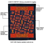 illinois fighting illini helmet heart blue quilt blanket best selling