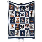illinois fighting illini mickey mouse motif blue white quilt blanket best selling