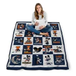 illinois fighting illini mickey mouse motif blue white quilt blanket best selling