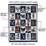 illinois fighting illini mickey mouse motif blue white quilt blanket best selling