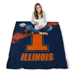 illinois fighting illini paint trail blue quilt blanket best selling